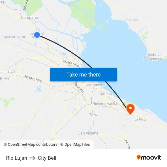 Rio Lujan to City Bell map