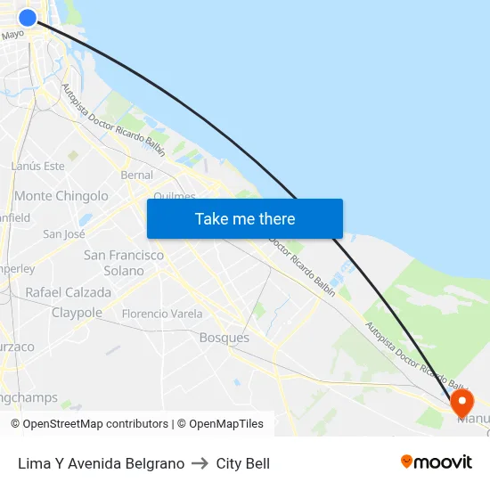 Lima Y Avenida Belgrano to City Bell map
