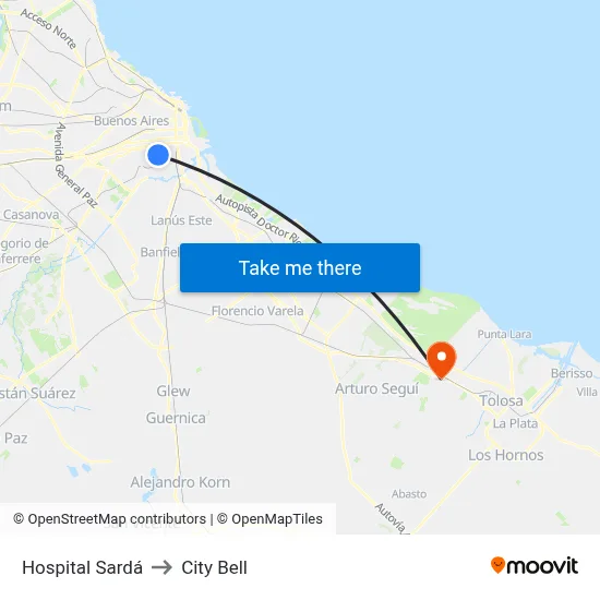 Hospital Sardá to City Bell map