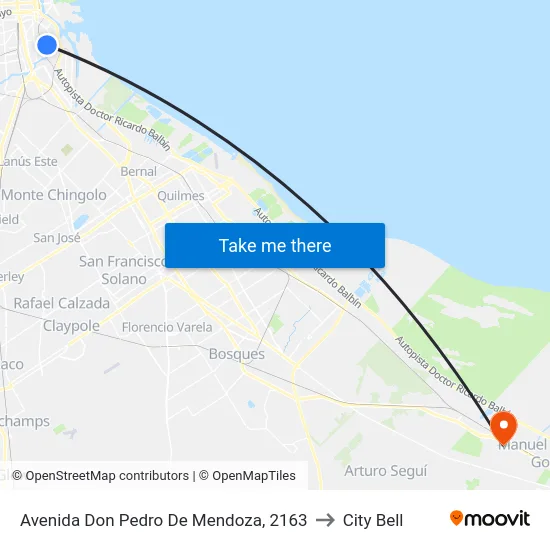 Avenida Don Pedro De Mendoza, 2163 to City Bell map