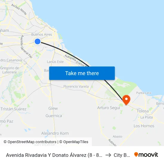 Avenida Rivadavia Y Donato Álvarez (8 - 86) to City Bell map