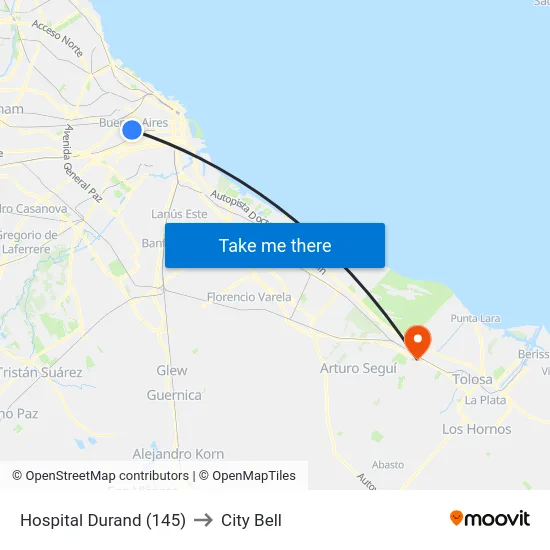 Hospital Durand (145) to City Bell map