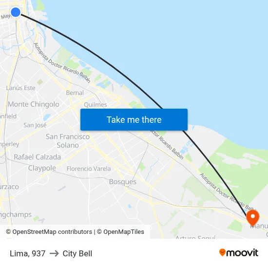 Lima, 937 to City Bell map