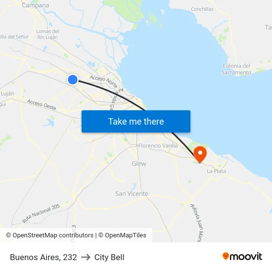 Buenos Aires, 232 to City Bell map