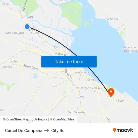 Cárcel De Campana to City Bell map