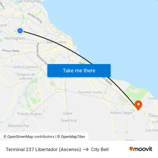 Terminal 237 Libertador (Ascenso) to City Bell map