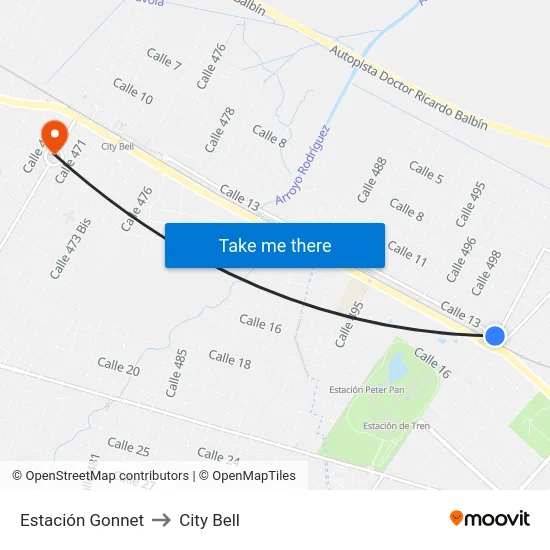 Estación Gonnet to City Bell map