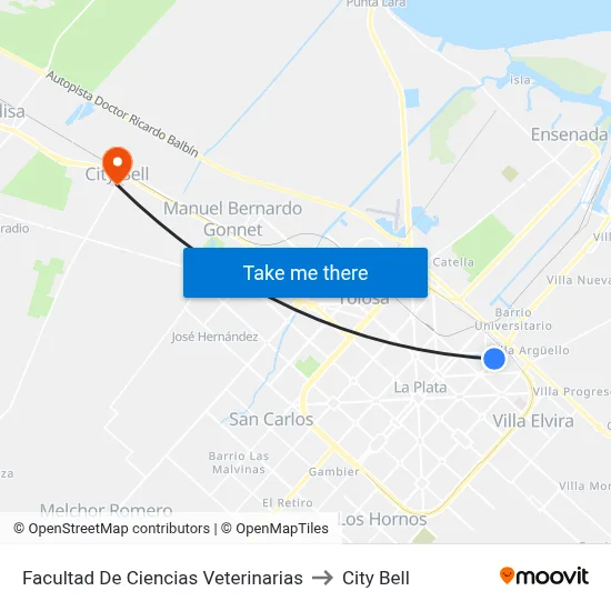Facultad De Ciencias Veterinarias to City Bell map
