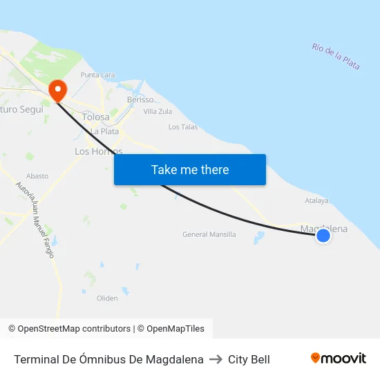 Terminal De Ómnibus De Magdalena to City Bell map