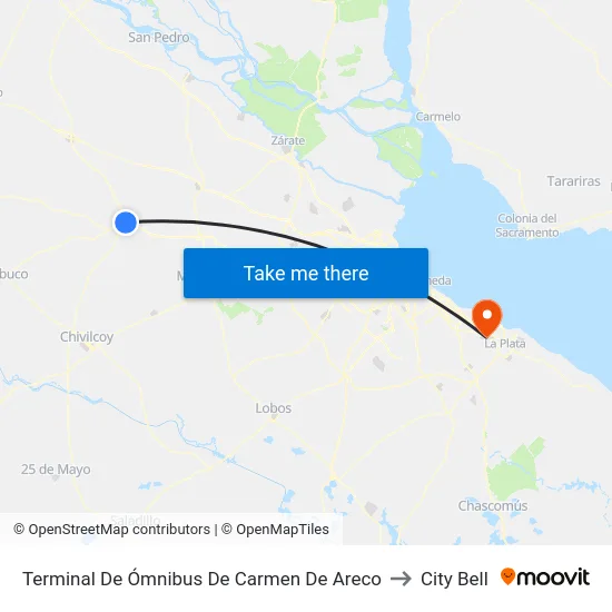 Terminal De Ómnibus De Carmen De Areco to City Bell map