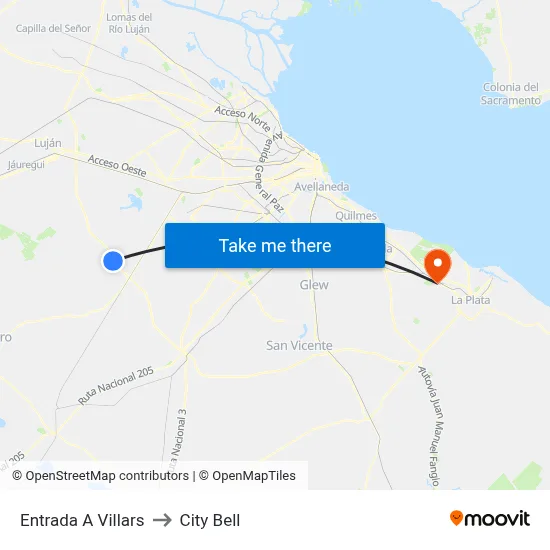 Entrada A Villars to City Bell map