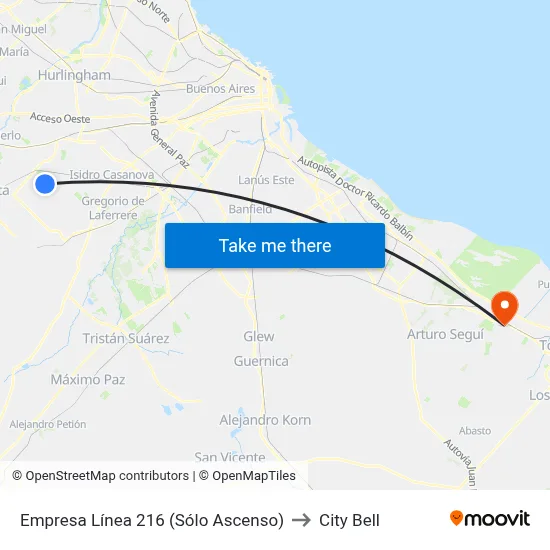 Empresa Línea 216 (Sólo Ascenso) to City Bell map