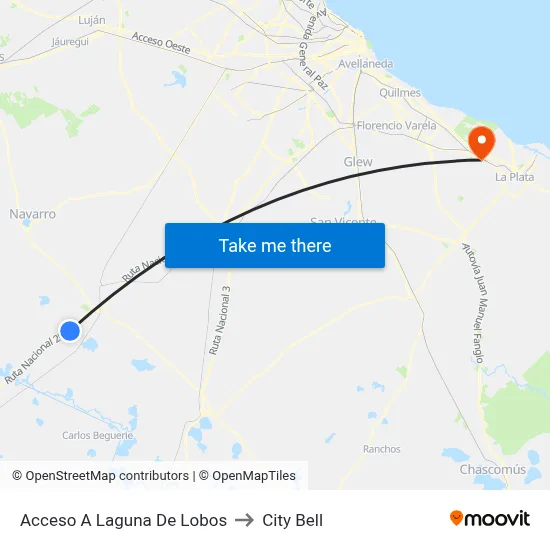 Acceso A Laguna De Lobos to City Bell map