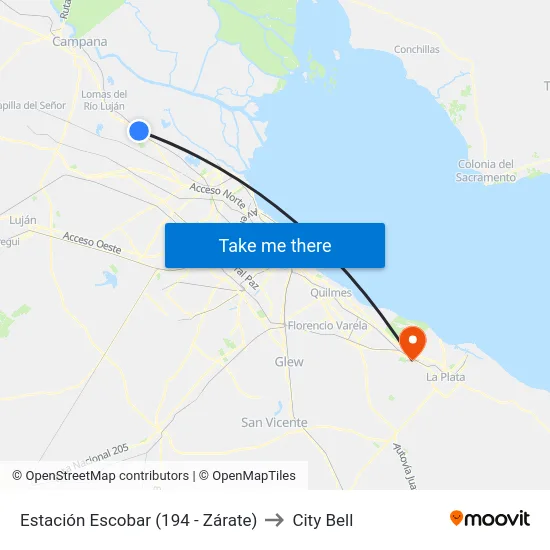 Estación Escobar (194 - Zárate) to City Bell map