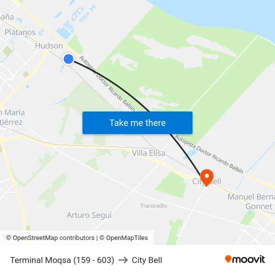 Terminal Moqsa (159 - 603) to City Bell map