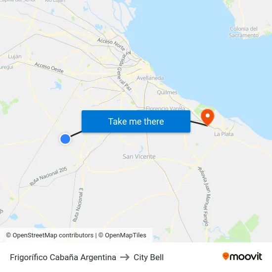 Frigorífico Cabaña Argentina to City Bell map