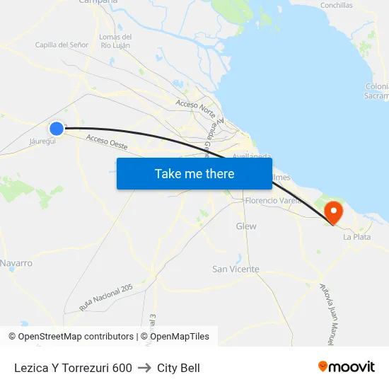 Lezica Y Torrezuri 600 to City Bell map