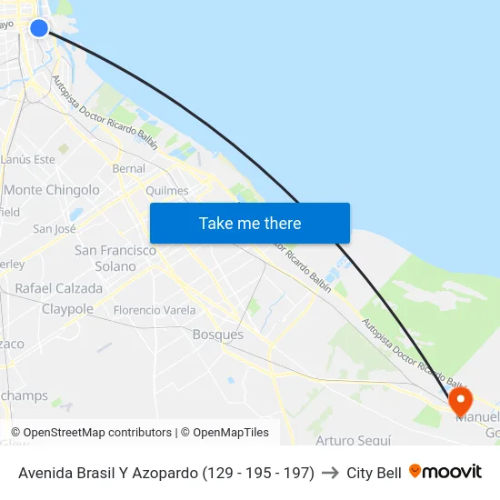 Avenida Brasil Y Azopardo (129 - 195 - 197) to City Bell map