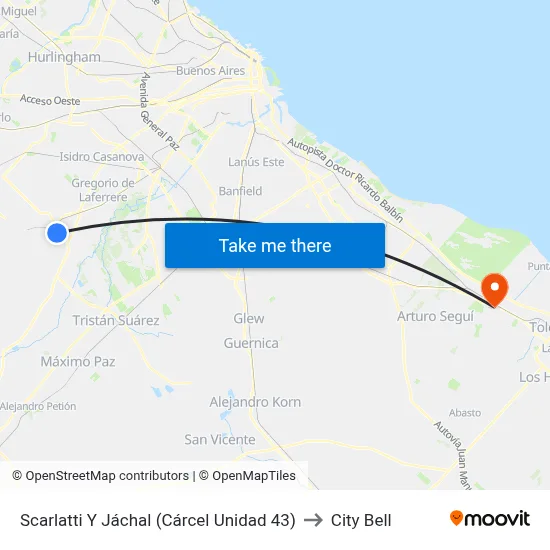 Scarlatti Y Jáchal (Cárcel Unidad 43) to City Bell map