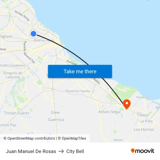 Juan Manuel De Rosas to City Bell map