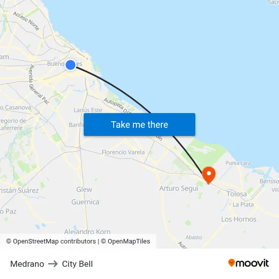 Medrano to City Bell map