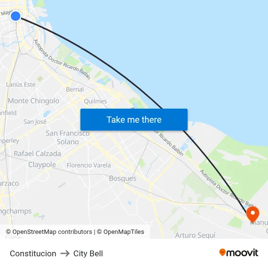 Constitucion to City Bell map