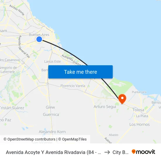 Avenida Acoyte Y Avenida Rivadavia (84 - 135) to City Bell map