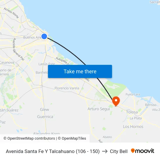 Avenida Santa Fe Y Talcahuano (106 - 150) to City Bell map