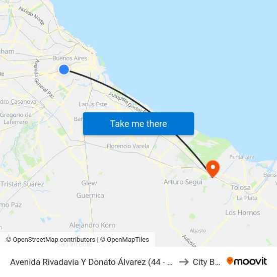 Avenida Rivadavia Y Donato Álvarez (44 - 76) to City Bell map