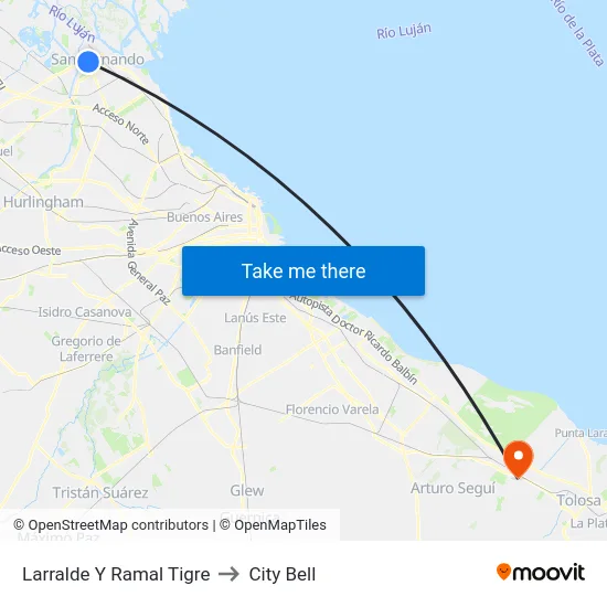 Larralde Y Ramal Tigre to City Bell map