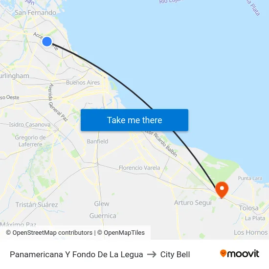 Panamericana Y Fondo De La Legua to City Bell map