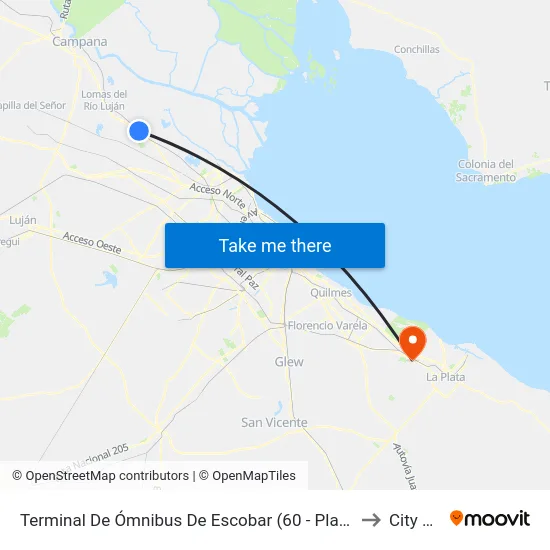 Terminal De Ómnibus De Escobar (60 - Plaza Italia) to City Bell map