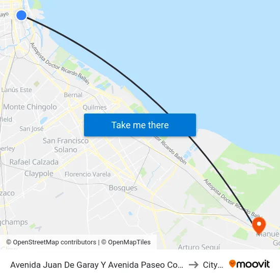 Avenida Juan De Garay Y Avenida Paseo Colón (129 - 195 - 197) to City Bell map
