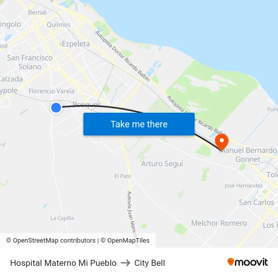 Hospital Materno Mi Pueblo to City Bell map
