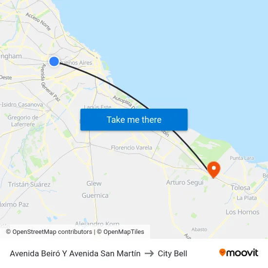 Avenida Beiró Y Avenida San Martín to City Bell map