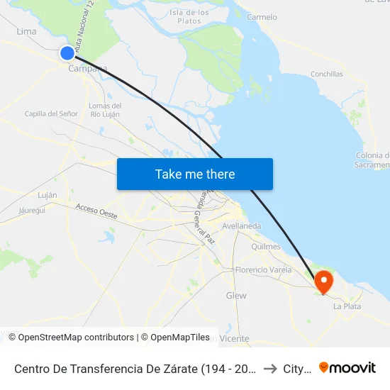 Centro De Transferencia De Zárate (194 - 204 - 228 - 429 - Combi) to City Bell map