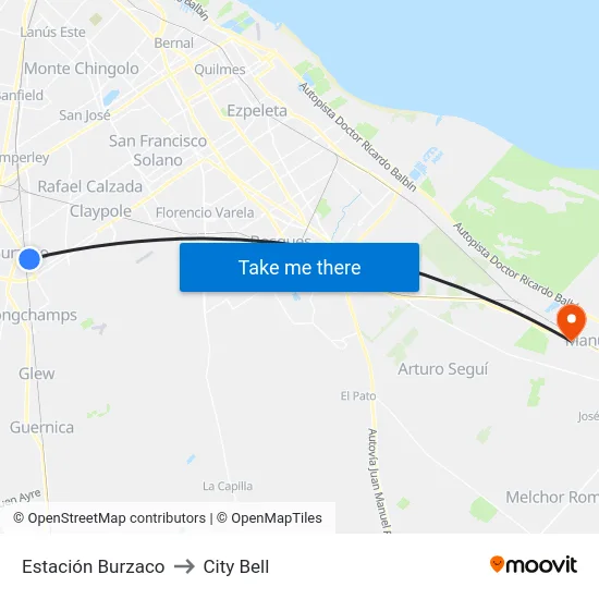 Estación Burzaco to City Bell map