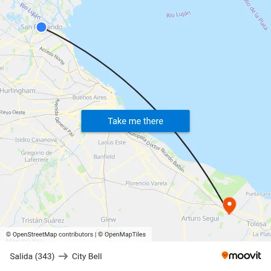 Salida (343) to City Bell map