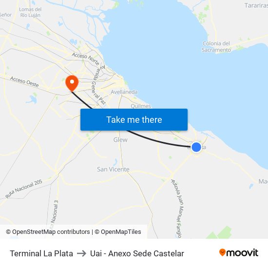 Terminal La Plata to Uai - Anexo Sede Castelar map