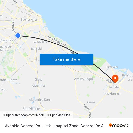 Avenida General Paz Y Avenida Eva Perón to Hospital Zonal General De Agudos “Dr. Ricardo Gutiérrez” map