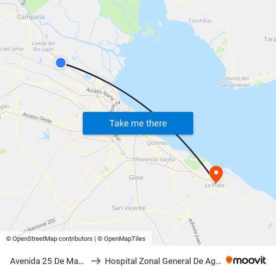 Avenida 25 De Mayo Y Colectora Este to Hospital Zonal General De Agudos “Dr. Ricardo Gutiérrez” map