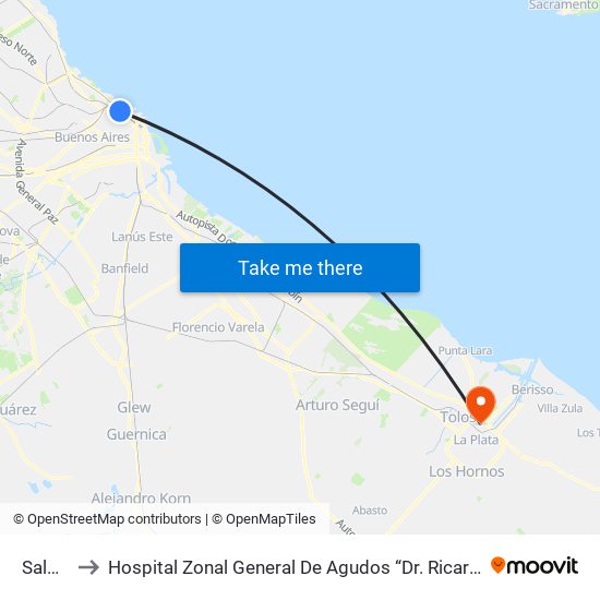 Saldías to Hospital Zonal General De Agudos “Dr. Ricardo Gutiérrez” map