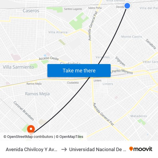 Avenida Chivilcoy Y Avenida Beiró to Universidad Nacional De La Matanza map