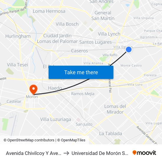 Avenida Chivilcoy Y Avenida Beiró to Universidad De Morón Sede Central map