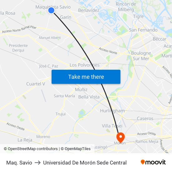 Maq. Savio to Universidad De Morón Sede Central map