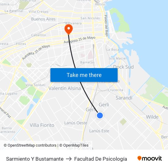 Sarmiento Y Bustamante to Facultad De Psicología map