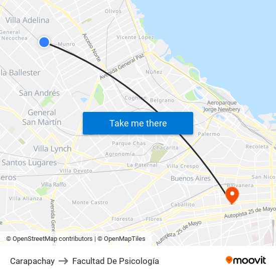 Carapachay to Facultad De Psicología map