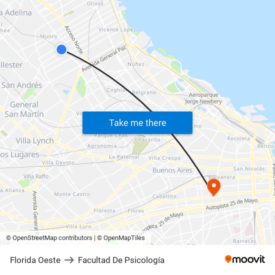 Florida Oeste to Facultad De Psicología map