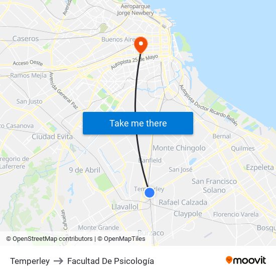 Temperley to Facultad De Psicología map