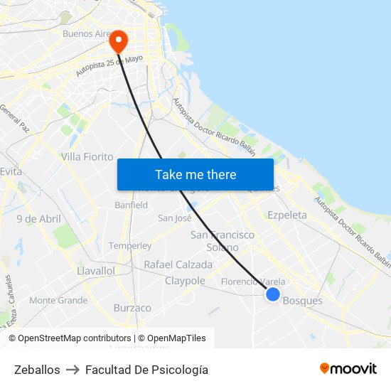 Zeballos to Facultad De Psicología map